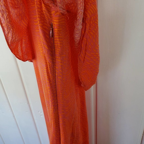 Thakoon Addition Women's 4 Racer Back Orange Print Rayon Spaghetti Strap Dress - Picture 5 of 13